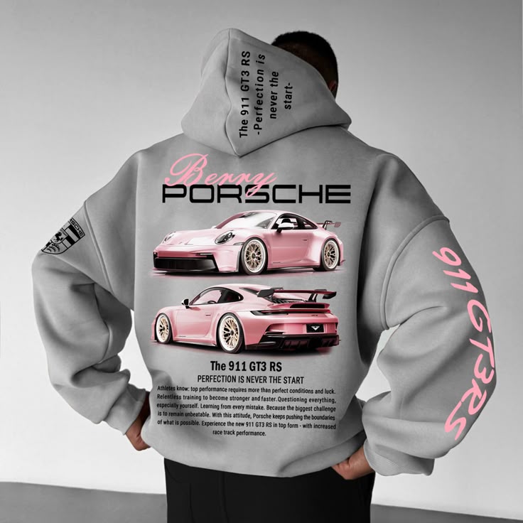 oversize sports car 911 gt3rs hoodie gray 2xl